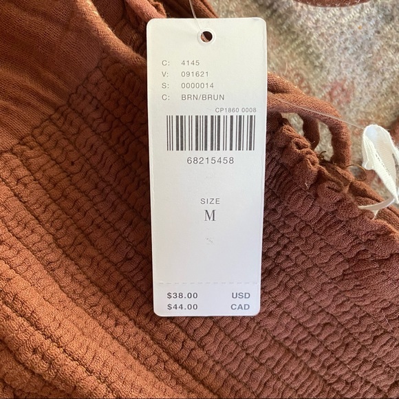 NWT Anthropologie The Jerry Cinched Crop Top Brown Medium - Picture 9 of 10